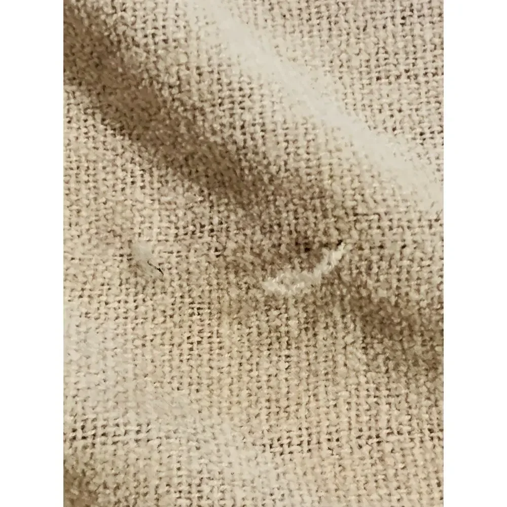 Christmas Blanket Throw Homespun Beige Oatmeal Tree Stars Tassels Light Decor